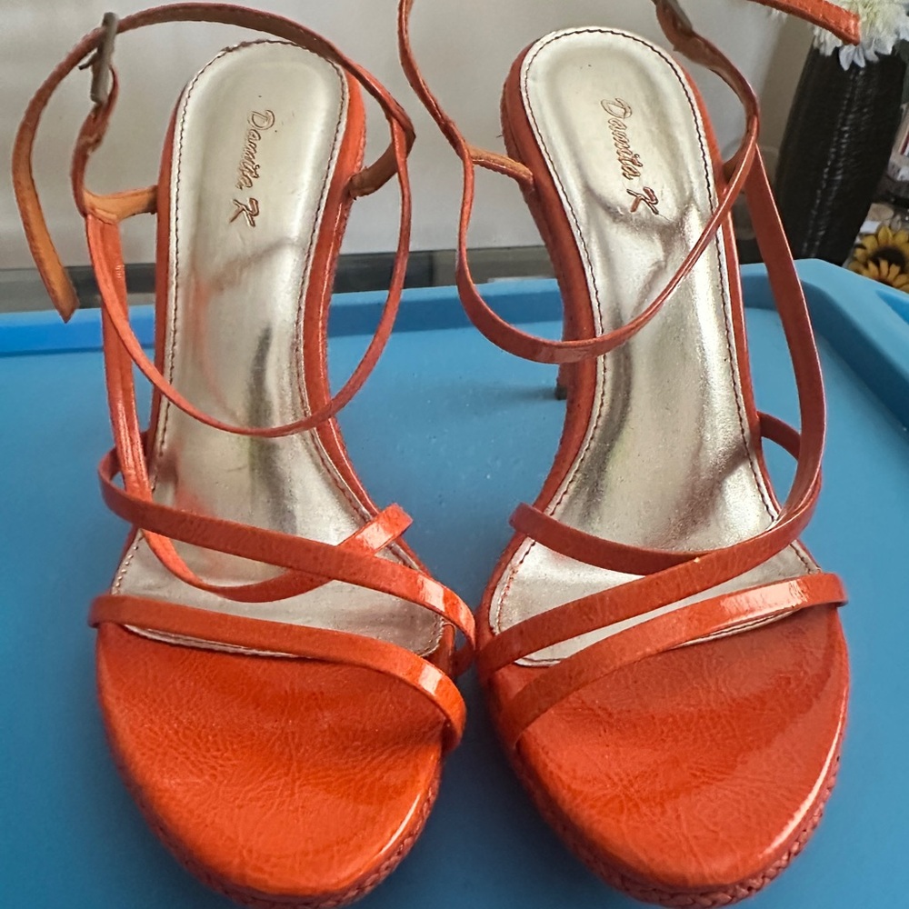 🍊Damita K. Orange High Heels Strappy Sandals (worn maybe twice)